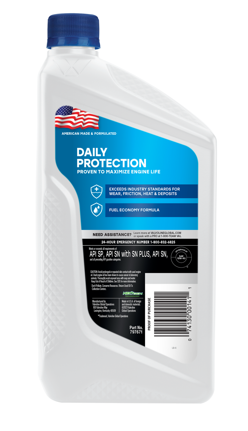 Valvoline Oil, SAE 10W40, Conventional, 1 Quart Bottle, Case of 6 – 797671