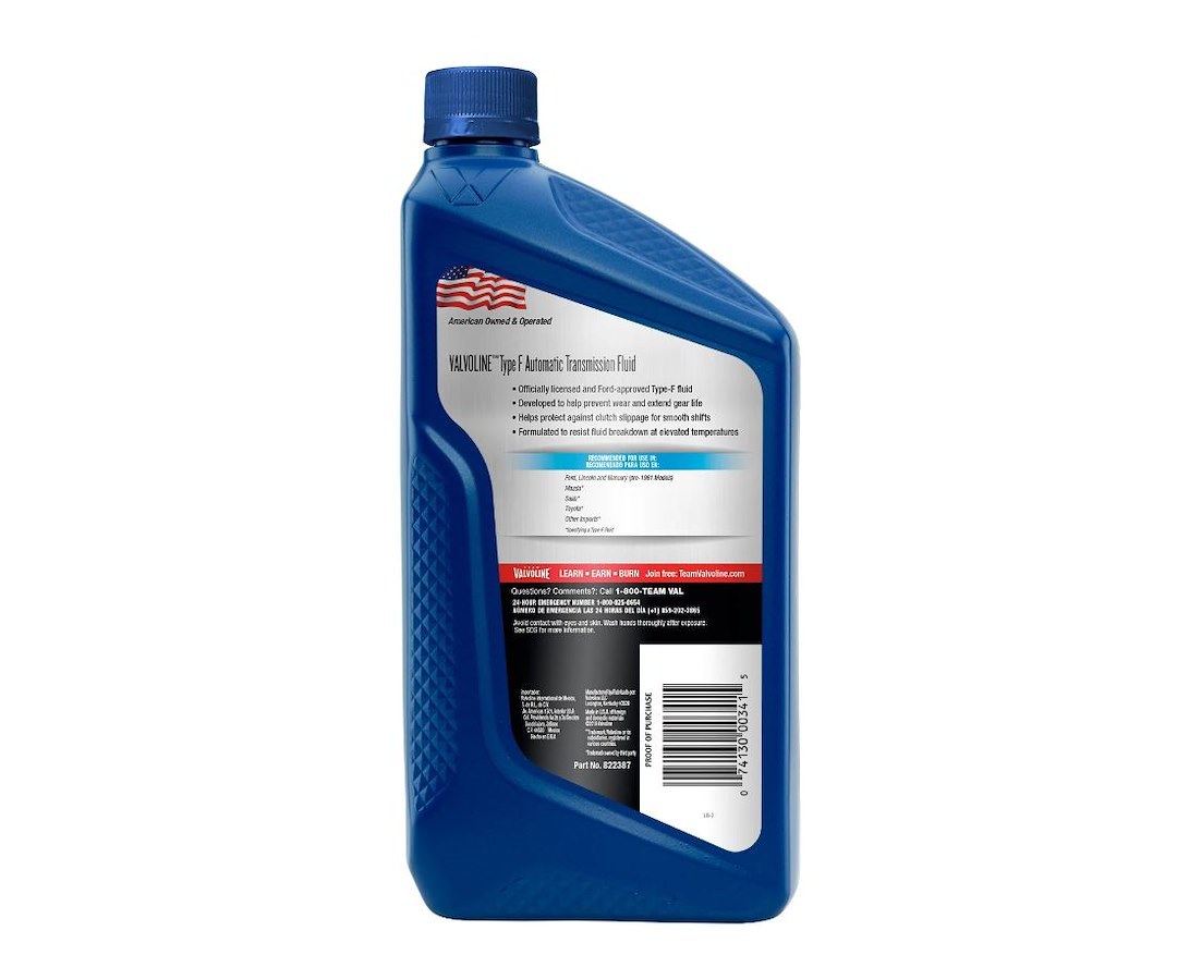 Valvoline Auto Trans Fluid, Type F, 1 Quart Bottle, Case of 6 – 822387