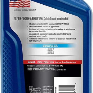 Valvoline Auto Trans Fluid, Dexron ®, Full Synthetic, 1 Quart Bottle, Case of 6 – 822405