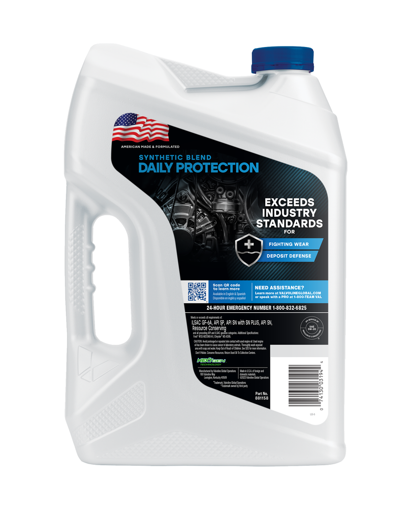 Valvoline Oil, Daily Protection ™, SAE 5W-20, Conventional, 5 Quart Jug, Single – 881158