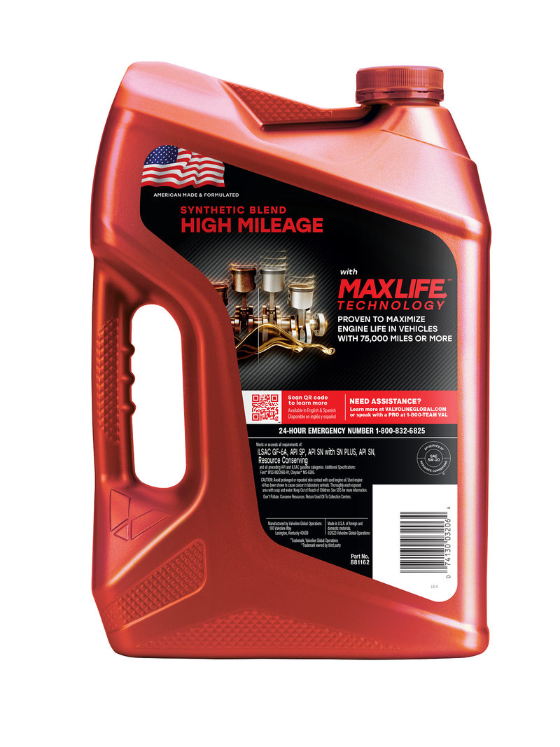 Valvoline Oil, Maxlife ®, SAE 5W-20, Synthetic, 5 Quart Jug, Single – 881162