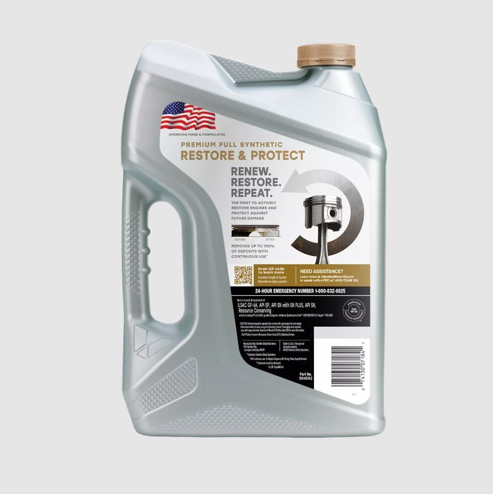 Valvoline Oil, Restore & Protect, SAE 5W-20, Full Synthetic, 5 Quart Jug, Single – 904562