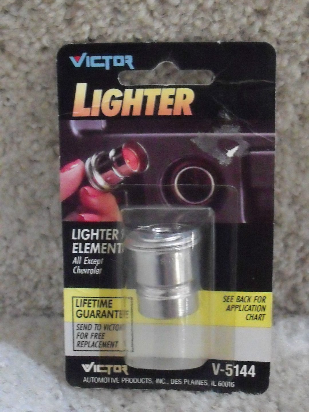 Victor Co. Cigarette Lighter, Replacement Lighter, For Non-Chevrolet Vehicles IN the 1950S Through 1970S – V-5144