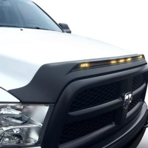Auto Ventshade Bug Shield, Aeroskin Lightshield ™, Contour, Lighted, Textured Matte Black, Dura-Flex ® 2000 Tpo, With Wiring – 753051