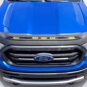 Auto Ventshade Bug Shield, Aeroskin Lightshield ™, Contour, Lighted, Textured Matte Black, Dura-Flex ® 2000 Tpo, With Wiring – 753166