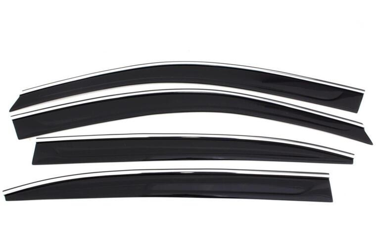 Auto Ventshade Rainguard, Ventvisor, Low Profile, Tape-On, Smoke with Chrome Trim, Acrylic, Set of 4 – 794070
