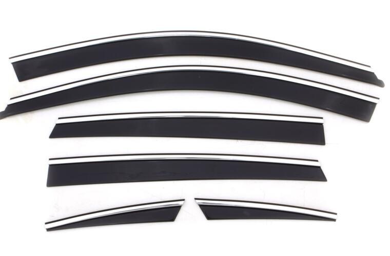 Auto Ventshade Rainguard, Ventvisor, Low Profile, Tape-On, Smoke with Chrome Trim, Acrylic, Set of 6 – 796002
