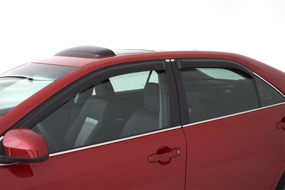 Auto Ventshade Rainguard, Ventvisor, Aerodynamic Design, Tape-On, Smoke, Acrylic, Set of 4 – 94024