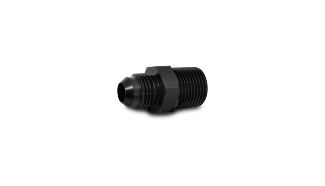 Vibrant Performance Adapter Fitting, Fabrication Components, -12AN Male to 1/2 Inch NPT Male, Andodized, Black, Aluminum, Single – 10227