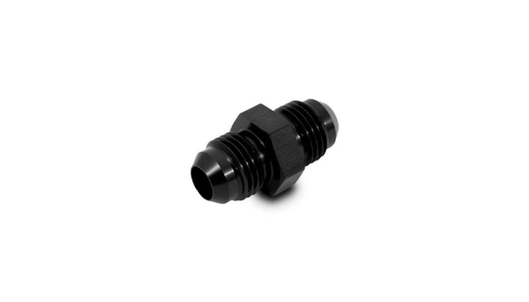 Vibrant Performance Coupler Fitting, Fabrication Components, -8AN Male, Straight, Without O-Ring, Aluminum, Anodized Black, Single – 10233