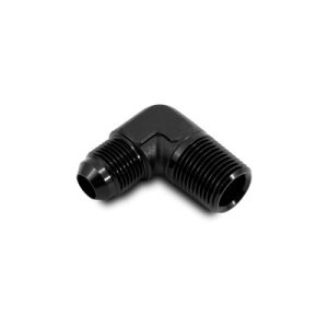 Vibrant Performance Adapter Fitting, Fabrication Components, -8AN Male to 3/8 Inch NPT Male, 90 Degree, Andodized, Black, Aluminum, Single – 10253