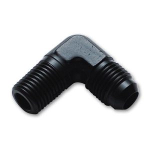 Vibrant Performance Adapter Fitting, Fabrication Components, -10AN Male to 1/2 Inch NPT Male, 90 Degree, Andodized, Black, Aluminum, Single – 10254