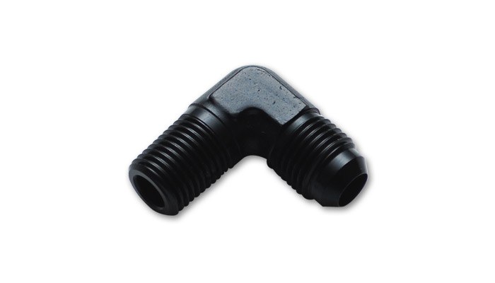 Vibrant Performance Adapter Fitting, Fabrication Components, -6AN Male to 3/8 Inch NPT Male, 90 Degree, Andodized, Black, Aluminum, Single – 10258