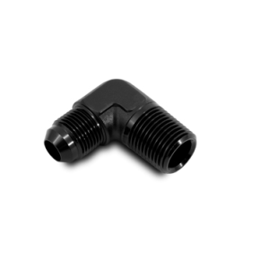 Vibrant Performance Adapter Fitting, Fabrication Components, -10AN Male to 3/8 Inch NPT Male, 90 Degree, Andodized, Black, Aluminum, Single – 10259
