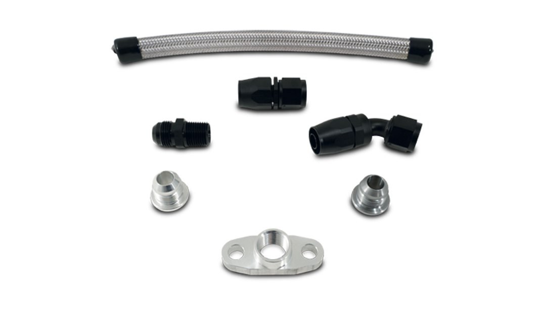 Vibrant Performance Turbocharger Oil Return Kit, For Use with T3/T4 Turbochargers, Aluminum – 10282