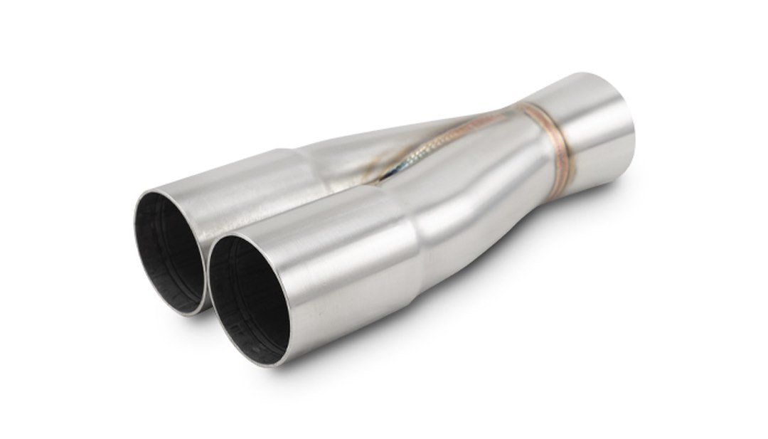 Vibrant Performance Exhaust Header Collector, Slip Fit 2 Into 1, 2 Inch Diameter Primary Tubes, 8 Inch Length, Stainless Steel, Single – 10355