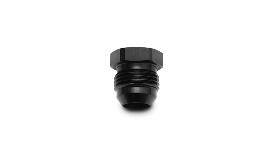 Vibrant Performance Pipe Plug Fitting, Fabrication Components, -6AN Thread Size, Anodized, Black Aluminum, Single – 10442