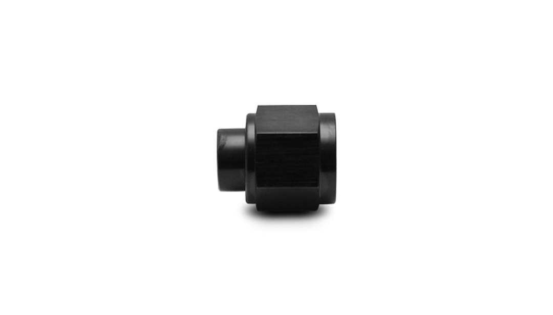Vibrant Performance Fitting Plug/ Fitting Cap, Fabrication Components, -8AN Flare Screw on Cap, Anodized, Black, Aluminum, Single – 10453