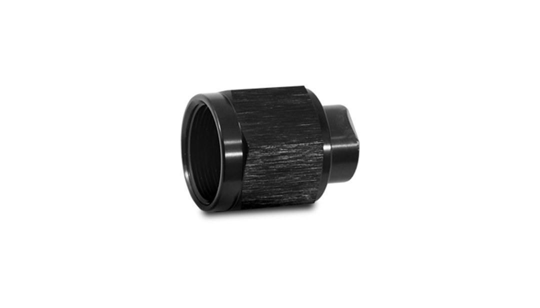 Vibrant Performance Fitting Plug/ Fitting Cap, Fabrication Components, -10AN Flare Screw on Cap, Anodized, Black, Aluminum, Single – 10454