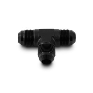 Vibrant Performance Coupler Fitting, Fabrication Components, -3AN Male, Tee, Without O-Ring, Aluminum, Anodized Black, Single – 10480