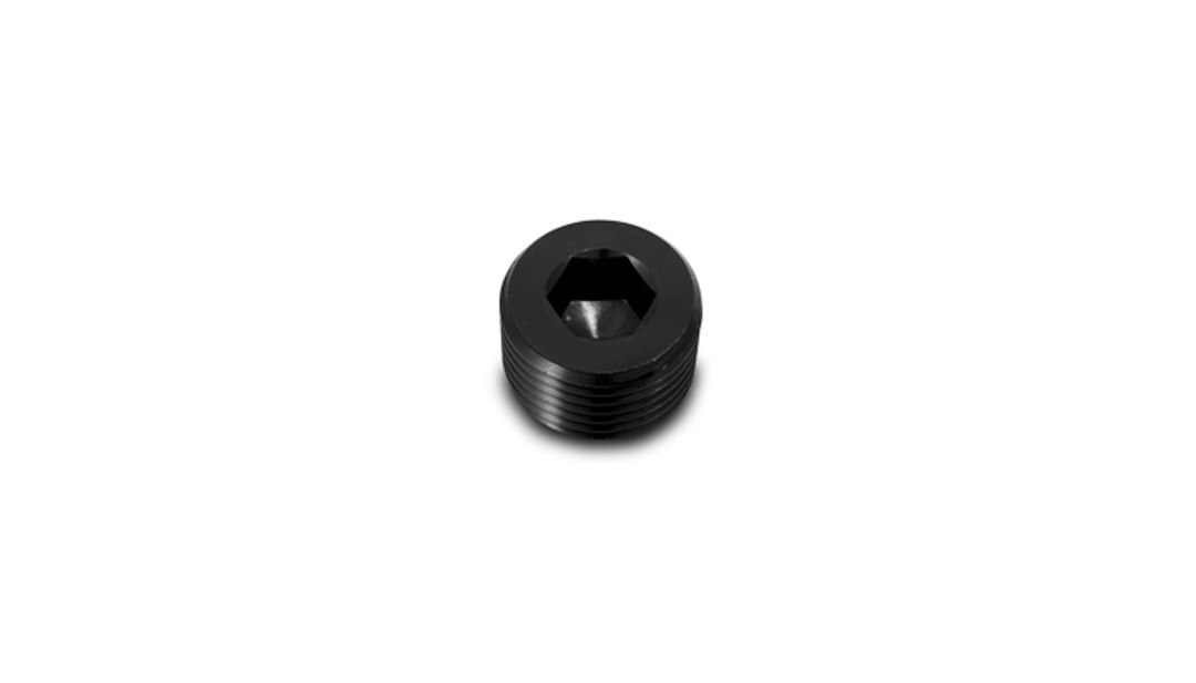 Vibrant Performance Pipe Plug Fitting, Fabrication Components, Socket Style, 1/4 Inch NPT, Anodized, Black Aluminum, Single – 10491