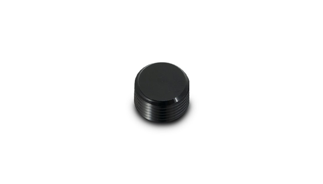 Vibrant Performance Pipe Plug Fitting, Fabrication Components, Socket Style, 1/4 Inch NPT, Anodized, Black Aluminum, Single – 10491