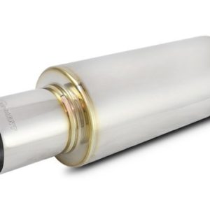 Vibrant Performance Exhaust Muffler, Tpv Turbo, 6-1/4 Inch Diameter Stainless Steel Case, Single 2-1/2 Inch Center Inlet – 1057