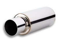 Vibrant Performance Exhaust Muffler, Tpv Turbo, 6-1/4 Inch Diameter Stainless Steel Case, Single 3 Inch Center Inlet – 1059