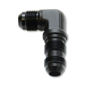 Vibrant Performance Coupler Fitting, Fabrication Components, -6AN Male, 90 Degree Bulkhead, Without O-Ring, Aluminum, Anodized Black, Single – 10610