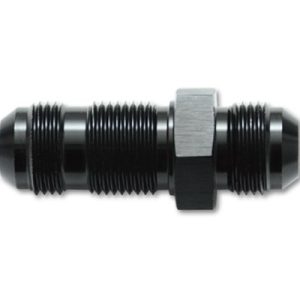 Vibrant Performance Coupler Fitting, Fabrication Components, -8AN Male, Straight Bulkhead, Without O-Ring, Aluminum, Anodized Black, Single – 10683