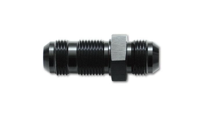 Vibrant Performance Coupler Fitting, Fabrication Components, -8AN Male, Straight Bulkhead, Without O-Ring, Aluminum, Anodized Black, Single – 10683
