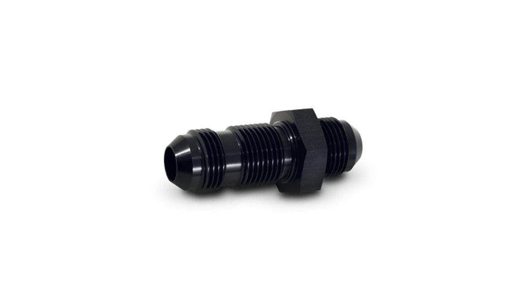 Vibrant Performance Coupler Fitting, Fabrication Components, -10AN Male, Straight Bulkhead, Without O-Ring, Aluminum, Anodized Black, Single – 10684