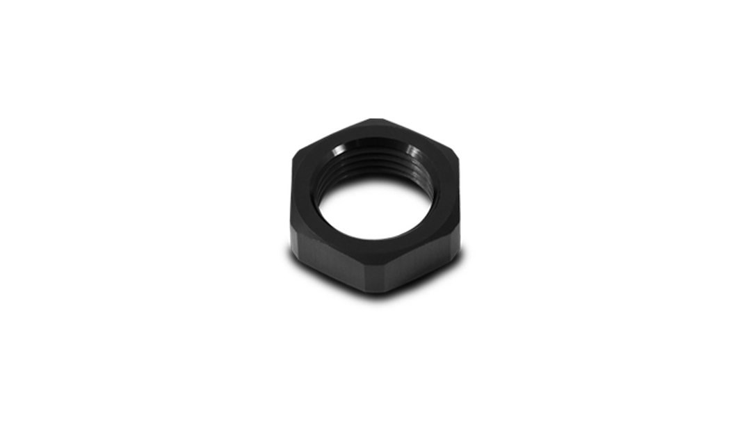 Vibrant Performance Nut, Fabrication Components, Bulkhead Nut, -8AN Thread Size, Anodized, Black, Aluminum – 10693