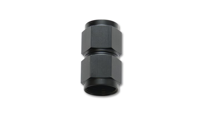 Vibrant Performance Coupler Fitting, Fabrication Components, -4AN Female, Straight, Without O-Ring, Aluminum, Anodized Black, Single – 10701