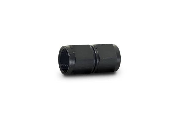 Vibrant Performance Coupler Fitting, Fabrication Components, -8AN Female, Straight, Without O-Ring, Aluminum, Anodized Black, Single – 10703