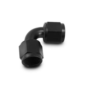 Vibrant Performance Coupler Fitting, Fabrication Components, -6AN Female, 90 Degree, Without O-Ring, Aluminum, Anodized Black, Single – 10732