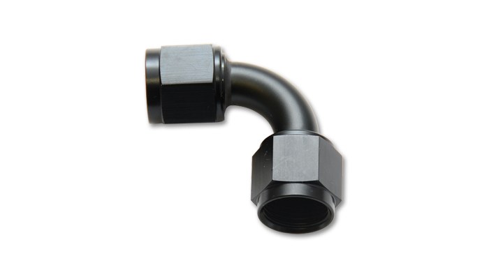 Vibrant Performance Coupler Fitting, Fabrication Components, -8AN Female, 90 Degree, Without O-Ring, Aluminum, Anodized Black, Single – 10733
