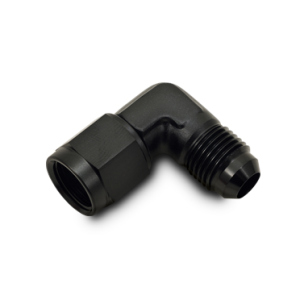 Vibrant Performance Adapter Fitting, Fabrication Components, -4AN Female Swivel to -4AN Male, 90 Degree, Without O-Ring, Aluminum – 10781