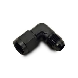 Vibrant Performance Adapter Fitting, Fabrication Components, -6AN Female Swivel to -6AN Male, 90 Degree, Without O-Ring, Aluminum – 10782