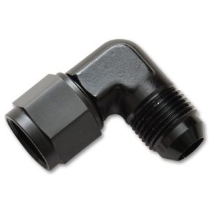 Vibrant Performance Adapter Fitting, Fabrication Components, -10AN Female Swivel to -10AN Male, 90 Degree, Without O-Ring, Aluminum – 10784