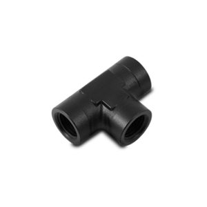 Vibrant Performance Coupler Fitting, Fabrication Components, 1/8 Inch NPT Female, Tee, Without O-Ring, Aluminum, Anodized Black, Single – 10860
