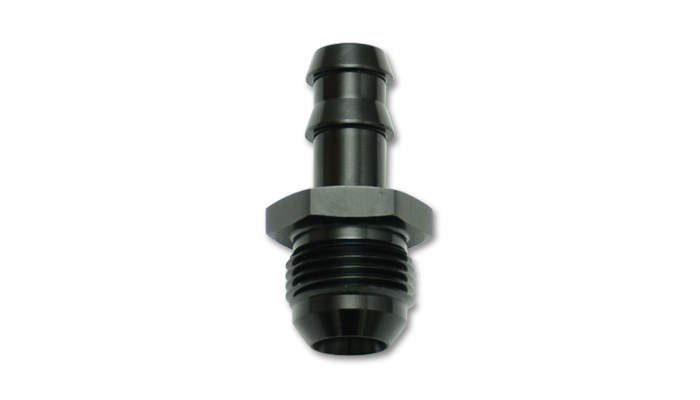 Vibrant Performance Adapter Fitting, Fabrication Components, -8AN Male to 1/2 Inch Hose Barb, Straight, Andodized, Black, Aluminum, Single – 11208