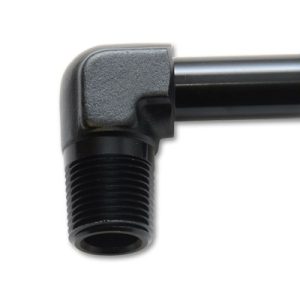Vibrant Performance Adapter Fitting, Fabrication Components, 3/8 Inch NPT Male to 1/2 Inch Hose Barb, 90 Degree, Andodized, Black, Aluminum – 11232