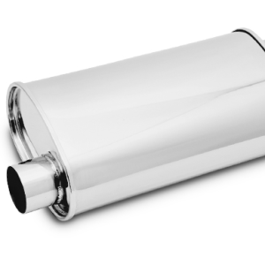 Vibrant Performance Exhaust Muffler, Streetpower, 9 Inch Width X 5 Inch Height Stainless Steel Case, Single 2-1/2 Inch Offset Inlet – 1126