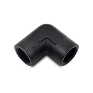Vibrant Performance Coupler Fitting, Fabrication Components, 1/8 Inch NPT Female to 1/8 Inch NPT Female, 90 Degree Bend, Anodized Black – 11320