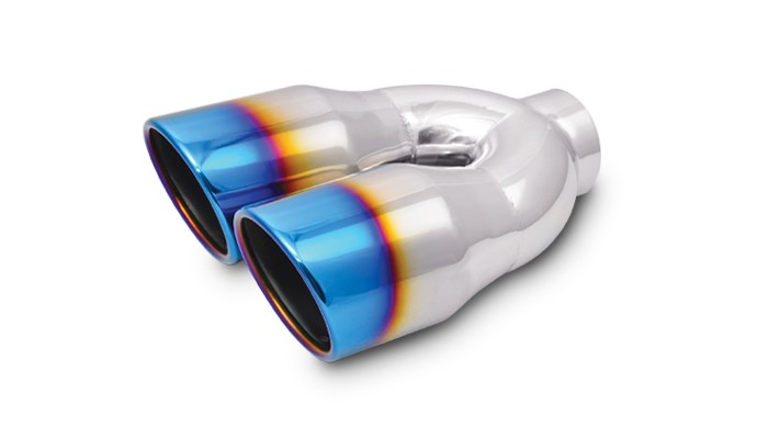Vibrant Performance Exhaust Tail Pipe Tip, 2-1/2 Inch Inside Diameter Dual 3-1/2 Inch Outside Diameter Round SS Tips (single Wall – 1326B