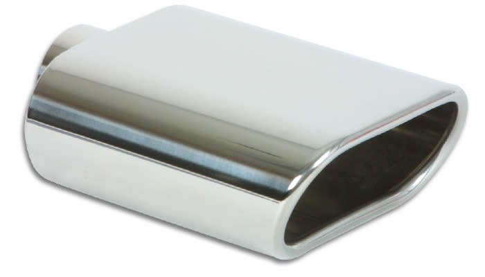 Vibrant Performance Exhaust Tail Pipe Tip, 2-1/4 Inch Inlet, 5-1/2 Inch X 3 Inch Outlet, Stainless Steel, Oval, Angle Cut, Rolled Edge – 1405