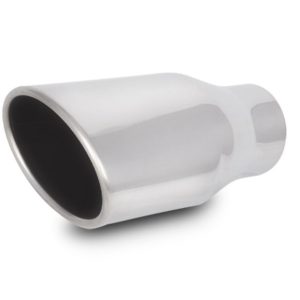 Vibrant Performance Exhaust Tail Pipe Tip, 2-1/2 Inch Inlet, 4-1/2 Inch X 3 Inch Outlet, Stainless Steel, Oval, Angle Cut, Rolled Edge – 1406