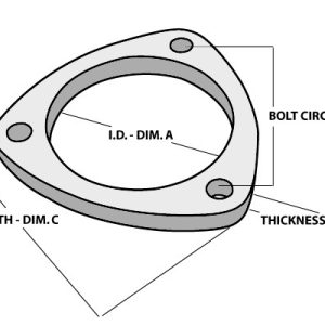 Vibrant Performance Exhaust Pipe Flange, 2-1/2 Inch Inside Diameter, 3 Bolt, 3.42 Inch Bolt Circle, 3/8 Inch Thick, 3-9/10 Inch Width – 1482