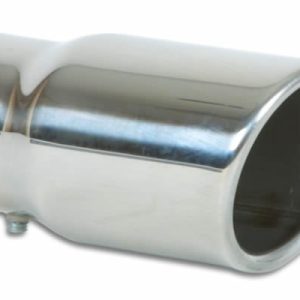 Vibrant Performance Exhaust Tail Pipe Tip, 2-1/4 Inch Inlet, 3 Inch Outlet, Stainless Steel, Round, Angle Cut, Rolled Edge, 5-1/2 Inch Length – 1503
